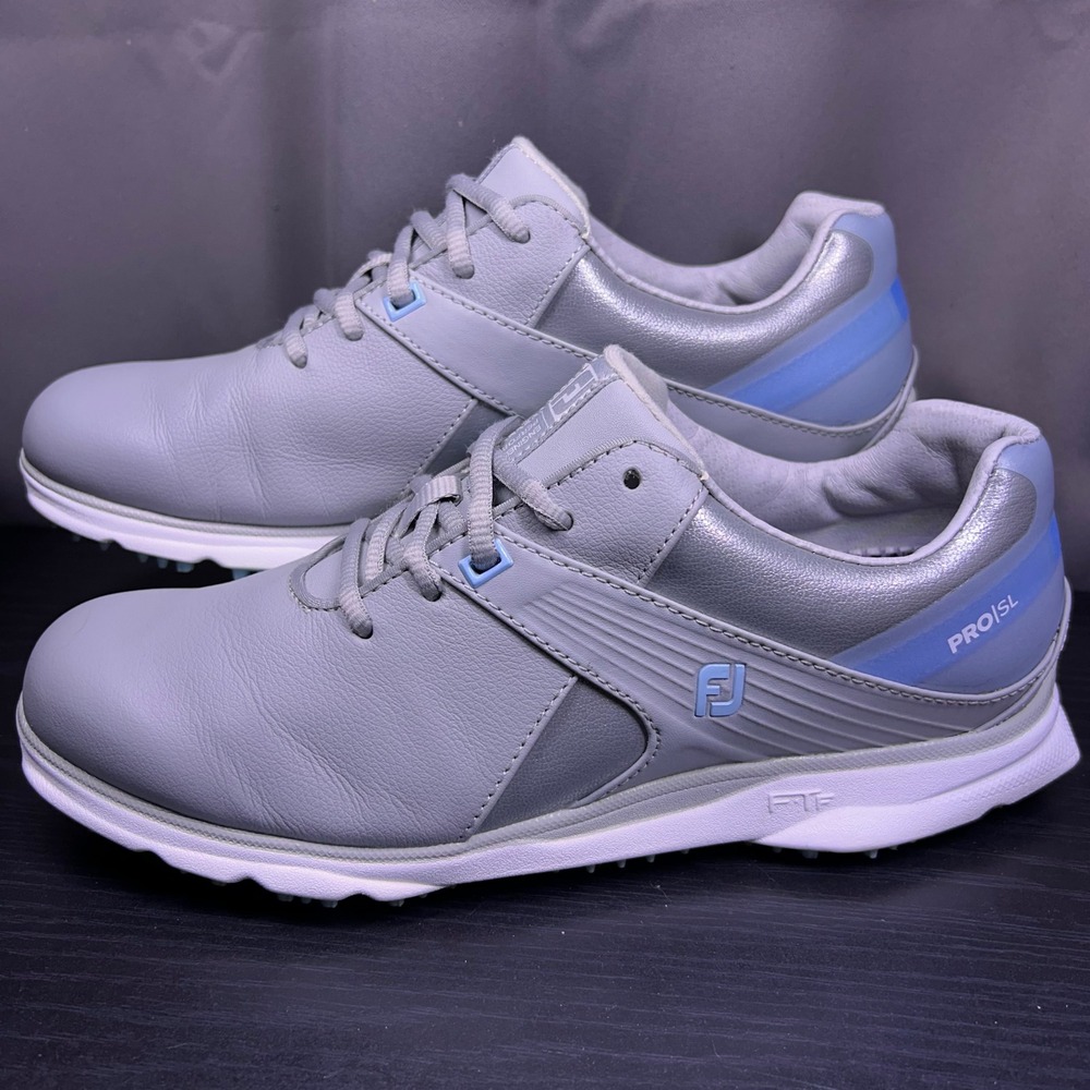 FootJoy Pro SL Golf Shoes Women's 8.5 Grey/Silver/Blue Spikeless Leather 98118